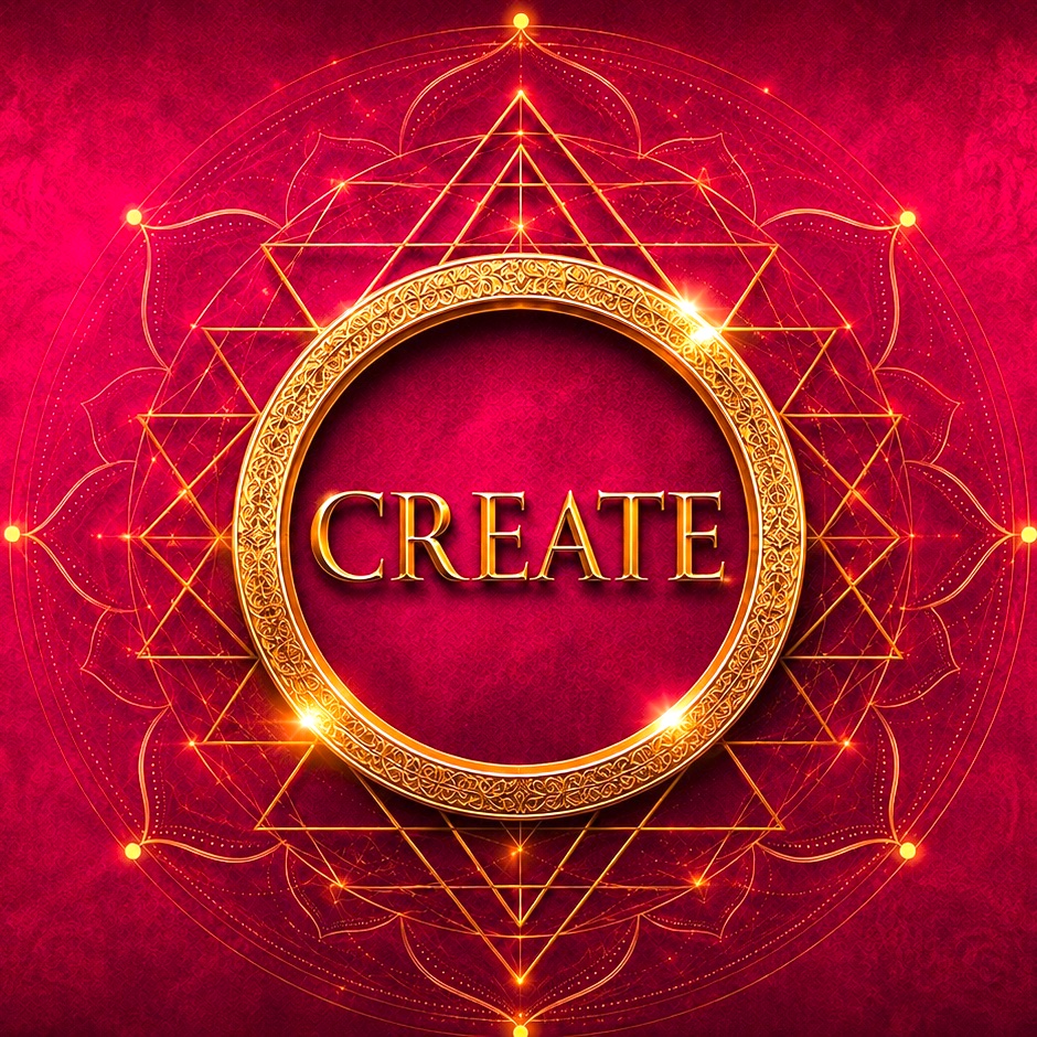 Goldenes Sri-Yantra-Medaillon mit CREATE quadr